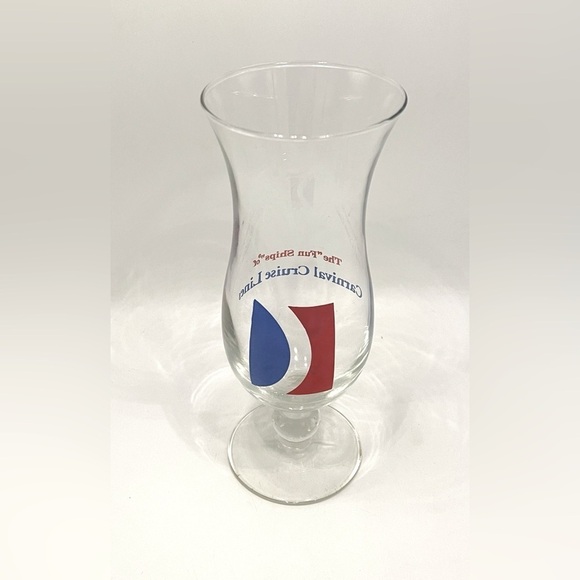 Vintage Carnival Cruise Line Hurricane 8” Cocktail Glass The Fun Ships Souvenirs - Picture 3 of 3